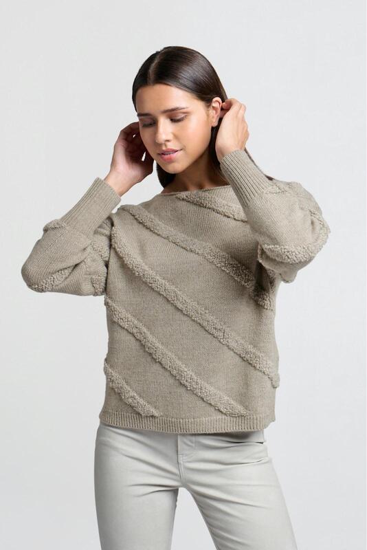 YAYA Pullover Boucle stripe  Yaya 01-000379-409